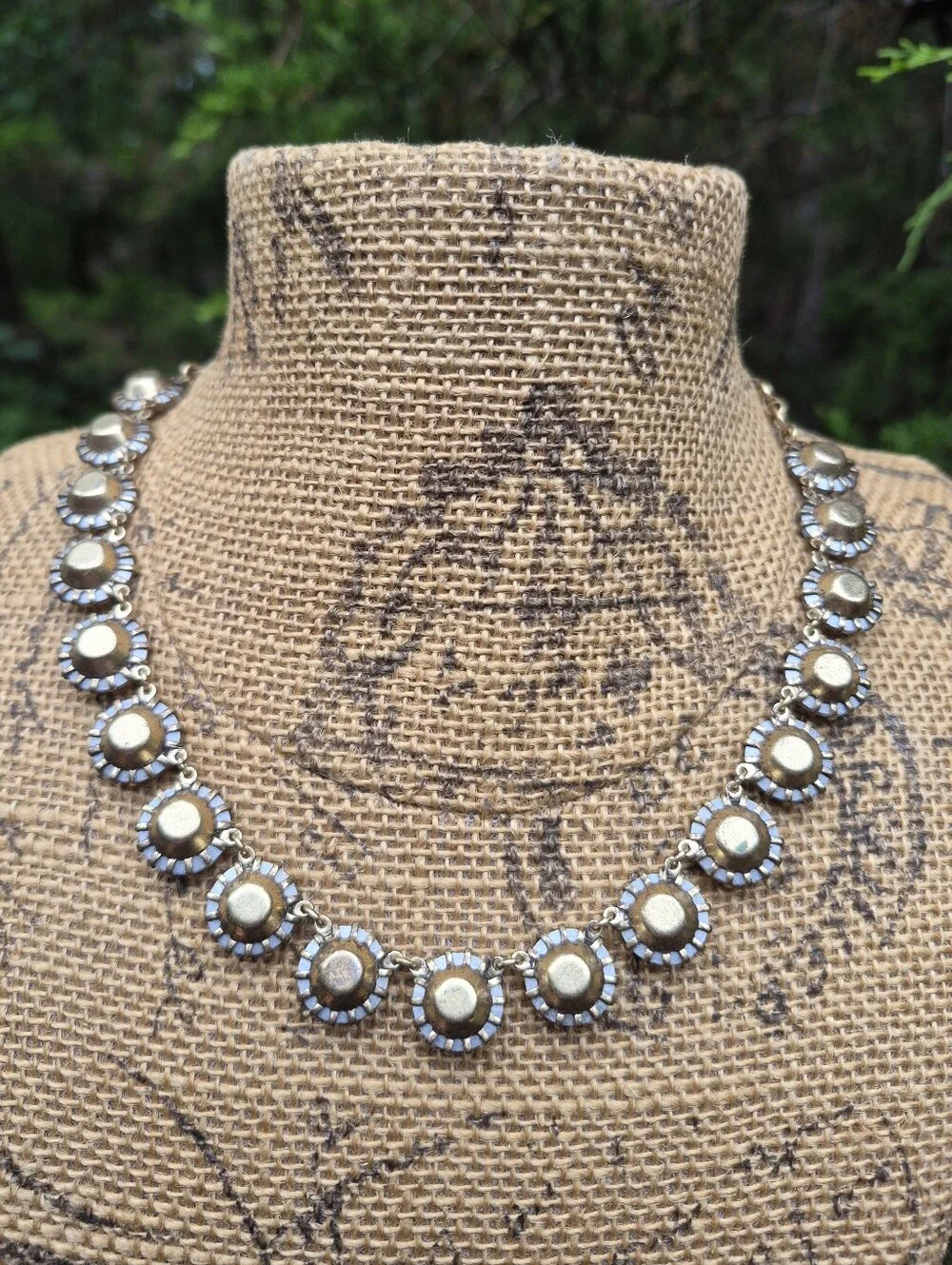 J Crew Rivoli Clear Crystal Statement Necklace Antiqued Gold Tone Brass Plated